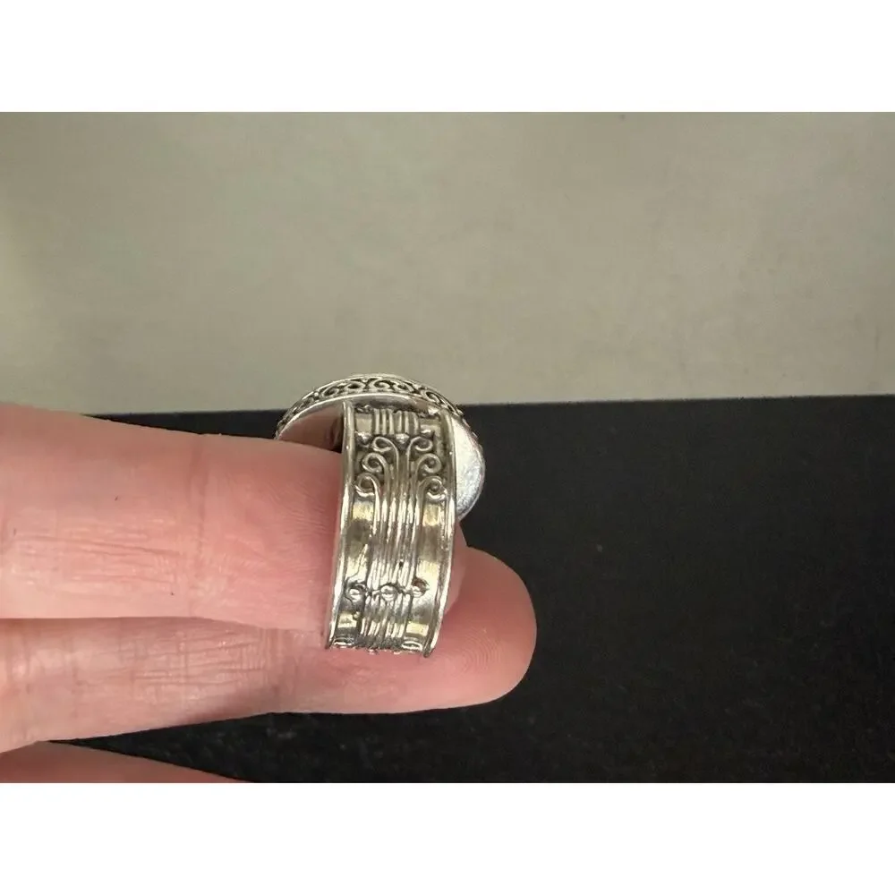 Purple Copper Turquoise Gemstone Ring 925 Sterling Silver Ring Scroll Band 8.5